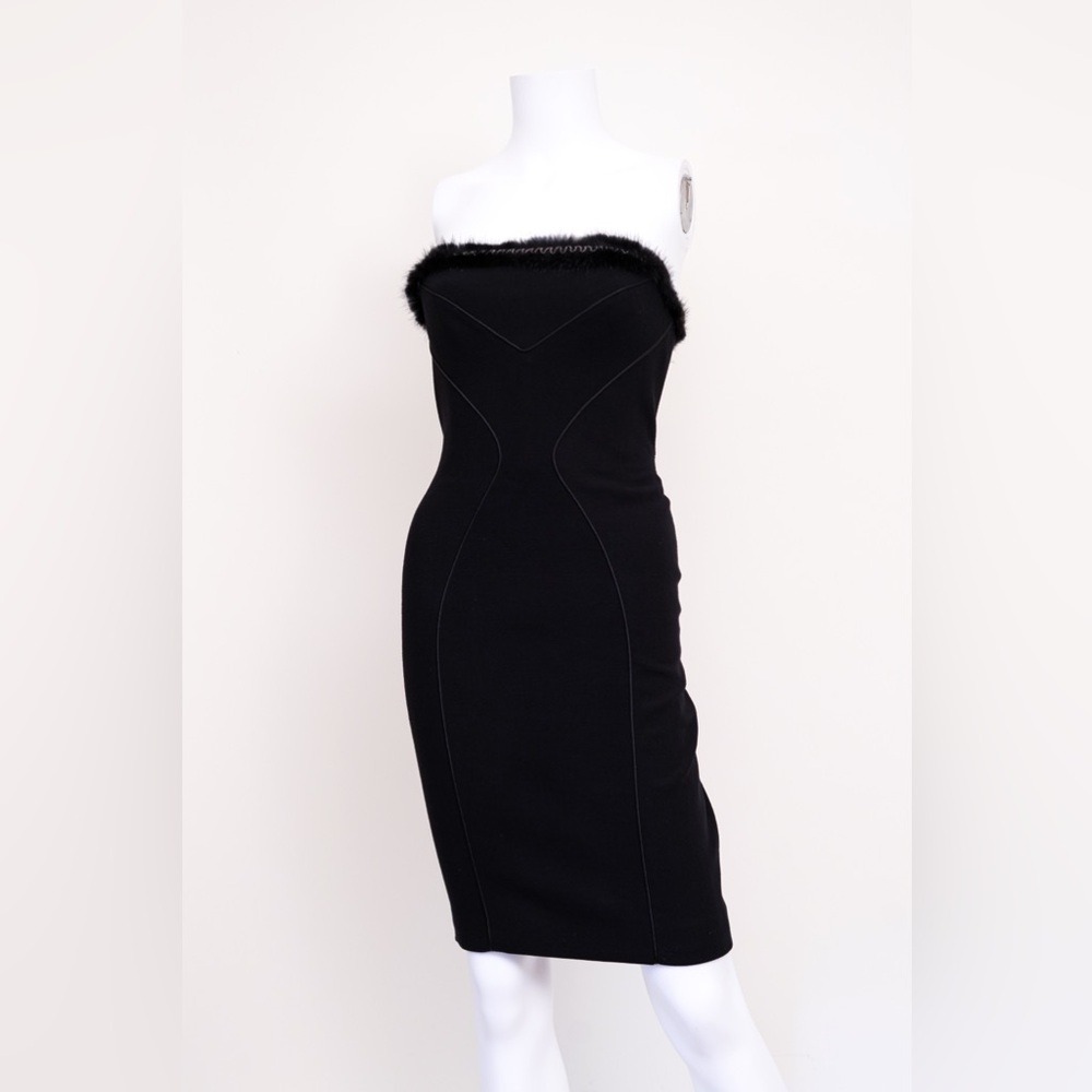 Versace Black Fur Tube Dress - Picture 4 of 6